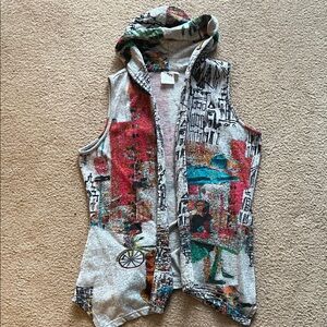 Parsley & Sage Multicolor Artistic Hooded Vest